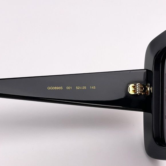 Gucci Logo GG0896S 001 Sunglasses Black Gray Square Oversized Women